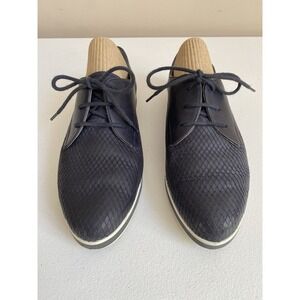 Ara Luftpolster Navy Textured Diamond Design Leather Oxford‎ Shoes Womens US 8.5